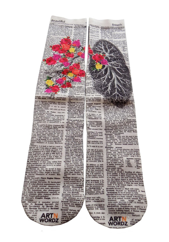 Artnwordz Flower Lungs Unisex Dictionary Art Socks
