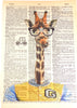 Artnwordz Bertram The Giraffe Schoolboy Original Dictionary Sheet Pop Art Wall or Desk Art Print Poster