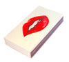 The Joy of Light Designer Matches Red Lips on White Matte Embossed 4" Collectible Matchbox