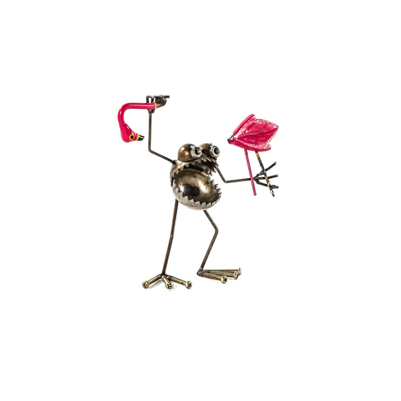 Sugarpost Scrap Metal Gnome Be Gone Mini Flamingoaway Indoor Outdoor Metal Art Sculptures