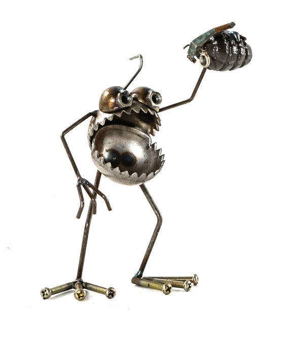 Sugarpost Scrap Metal Gnome Be Gone Mini Grenade Indoor Outdoor Metal Art Sculpture Item #1023