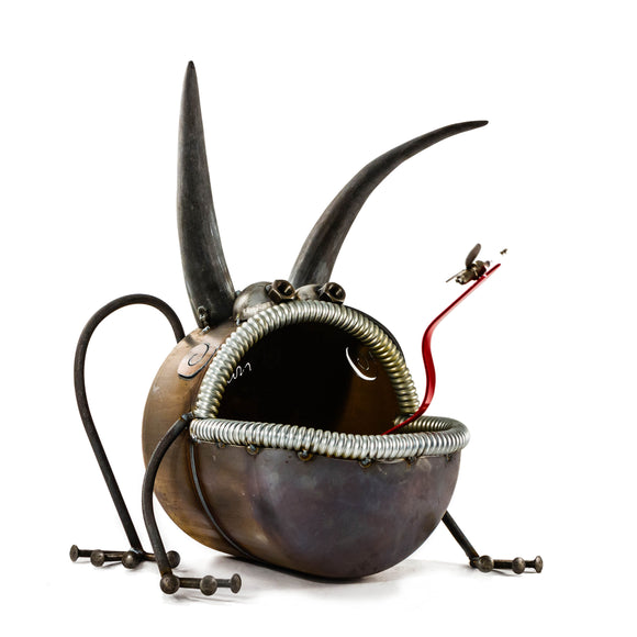Sugarpost Bullfrog with Plug Bug Welded Metal Art - 20