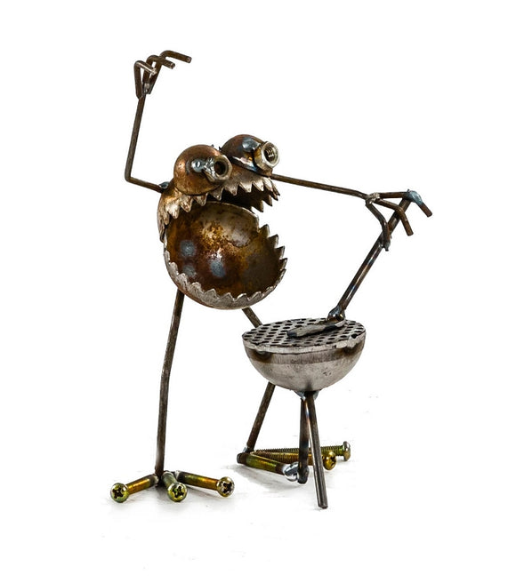 Sugarpost Mini Gnome Be Gone BBQ Griller Outdoor Garden Welded Metal Art Sculptures Item #1086