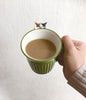 Niramekko Mike Ceramic Green Mug with Calico Cat