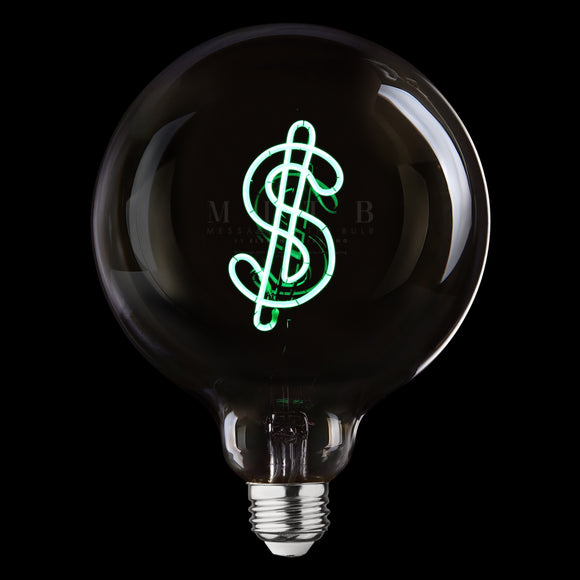Message in The Bulb Dollar Sign $ Green Wireless Light Set