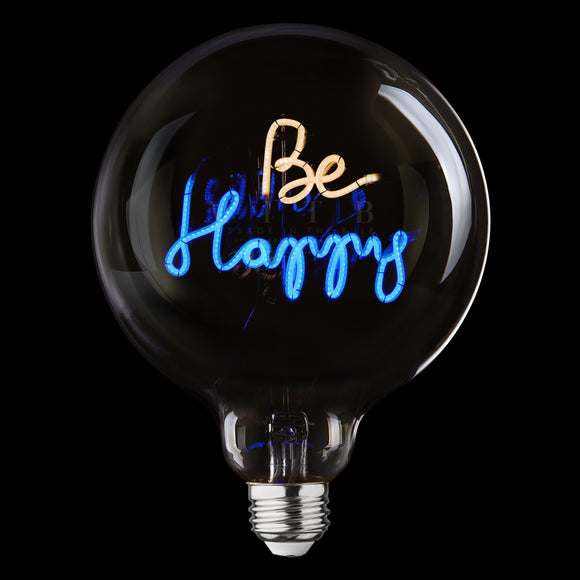 Message in The Bulb Be Happy Amber and Blue Wireless Light Set