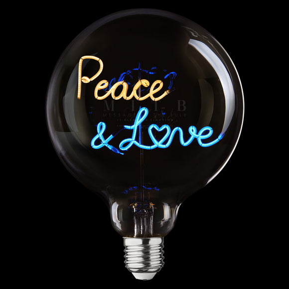 Message in The Bulb Peace & Love Amber & Blue Wireless Light