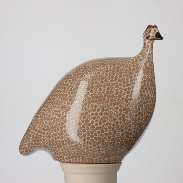 Les Ceramiques de Lussan Small Ceramic Guinea Fowl - Brown Spotted White