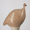 Les de Lussan Small Ceramic Guinea Fowl - Matte White Spotted Bordeaux Red