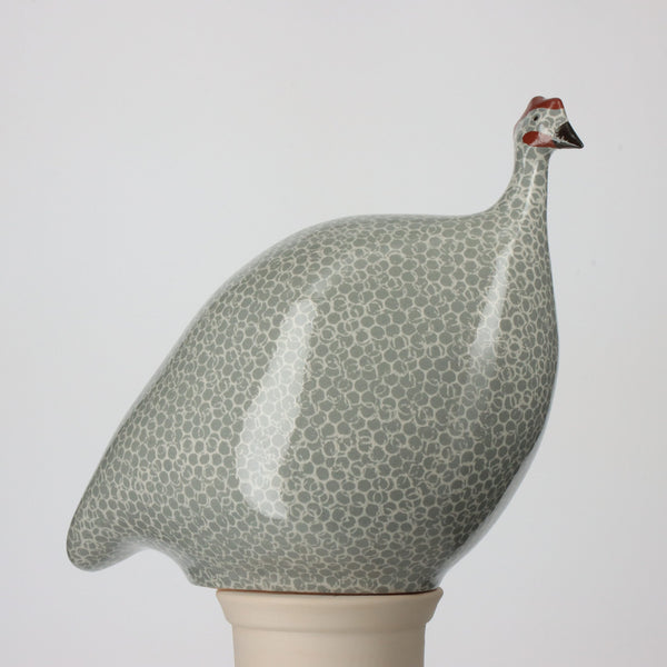 Les de Lussan Small Ceramic Guinea Fowl - Polar Blue Spotted White