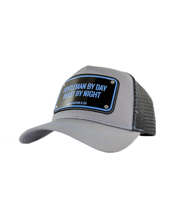 John Hatter Gentleman By Day Beast By Night Grey Adjustable Trucker Cap Hat
