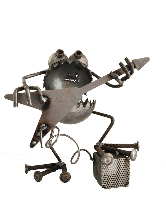 Sugarpost Gnome Be Gone Electric Guitar Player Welded Metal Art Made in USA