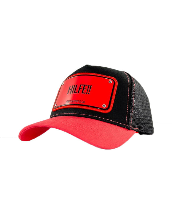 John Hatter Hilfie (Help) Red and Black Adjustable Trucker Cap Hat