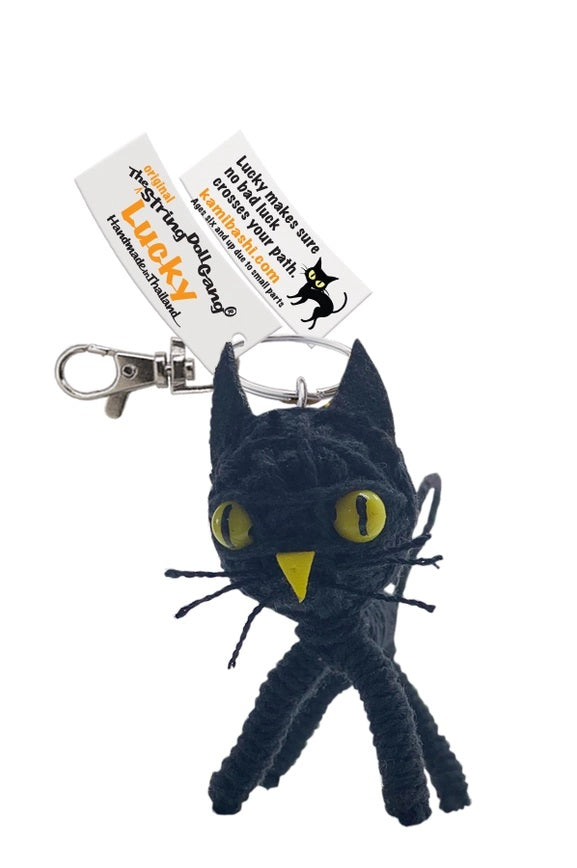 Kamibashi Lucky the Black Cat Original String Doll Gang Keychain Clip