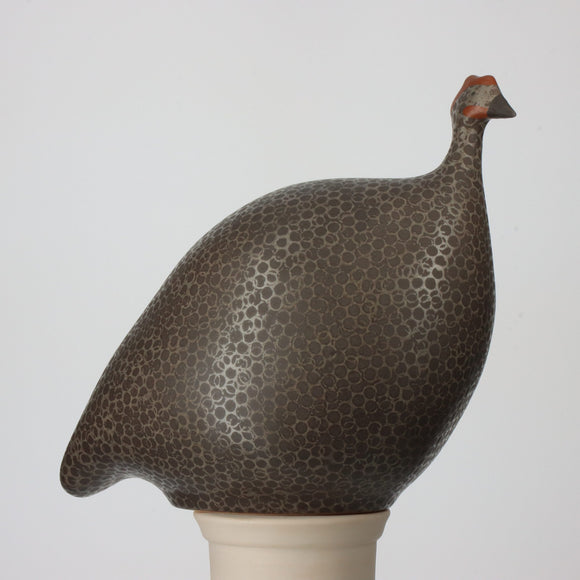 Les Ceramiques de Lussan Small Ceramic Guinea Fowl - Matte Black Spotted Grey