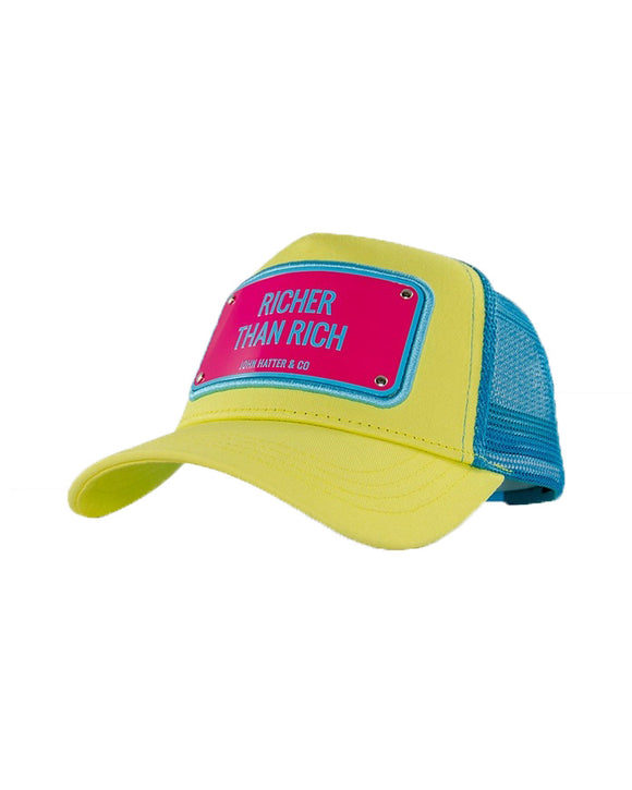 John Hatter Richer Than Rich Yellow & Blue Adjustable Trucker Cap Hat