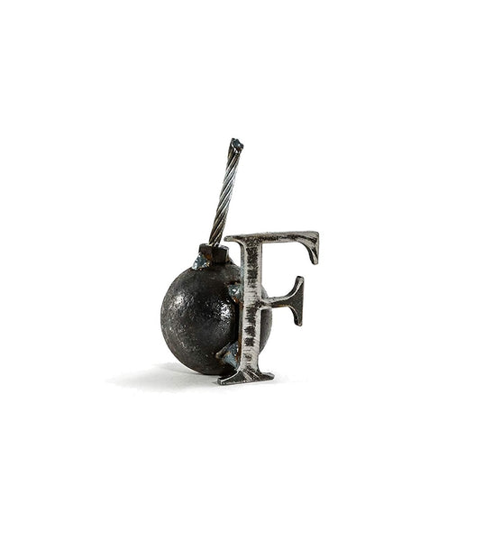 Sugarpost "F" Bomb with Fuse Indoor Outdoor Garden Home Welded Metal Art
