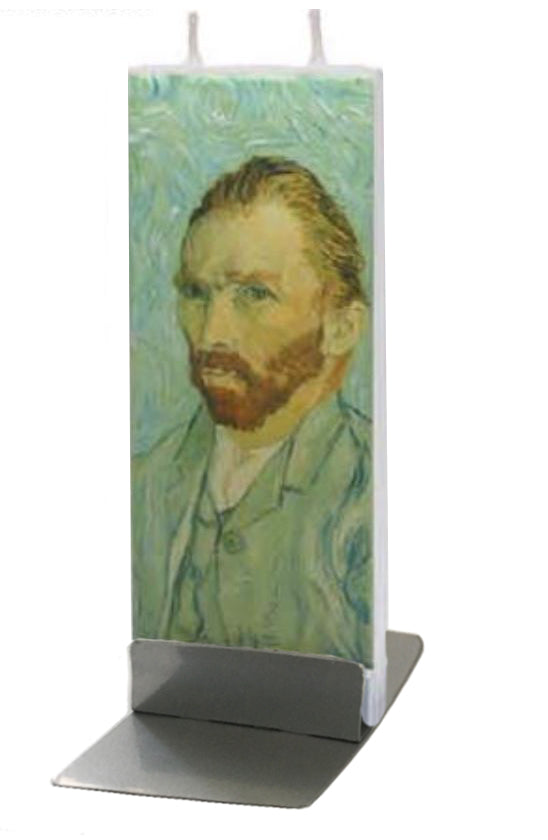 Flatyz Handmade Twin Wick Unscented Thin Flat Candle - Van Gogh Self Portrait