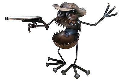 Sugarpost Gnome Be Gone Medium Hunter Cowboy Welded Metal Art Item #2021