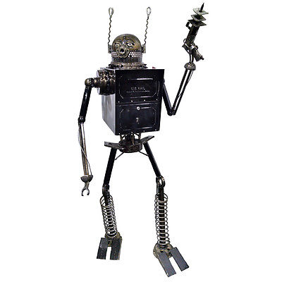 Sugarpost Large Robot Mailbox Welded Metal Art