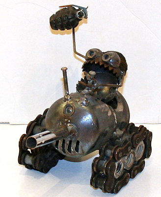 Sugarpost Mini Gnome Be Gome Tank Garden Office Home Welded Metal Art Sculpture #1031