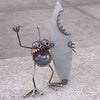 Sugarpost Mini Gnome Be Gone Shark Bite Surfer Outdoor Garden Welded Metal Art