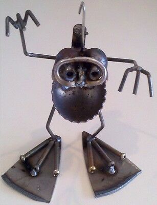 Sugarpost Mini Gnome Be Gone Scuba Diver Outdoor Garden Home Welded Metal Art