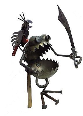 Sugarpost Giant One Legged Pirate with Sword, Parrot & Hook Welded Metal Art