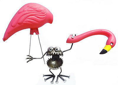 Sugarpost Gnome Be Gone Singo Flamingo Away Welded Metal Art Made in USA Item # 2042