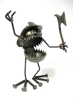 Sugarpost Gnome Be Gone Fire Fighter Outdoor Garden Home Welded Metal Art