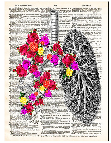 Artnwordz Flower Lungs Dictionary Page Pop Art Wall Desk Art Print Poster