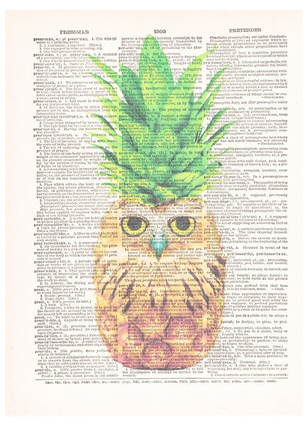 Artnwordz Pineowlple Pineapple Owl Dictionary Page Pop Art Wall Desk Art Print Poster