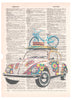 Artnwordz VW Bug Beetle Bike Dictionary Page Pop Art Wall Desk Art Print Poster