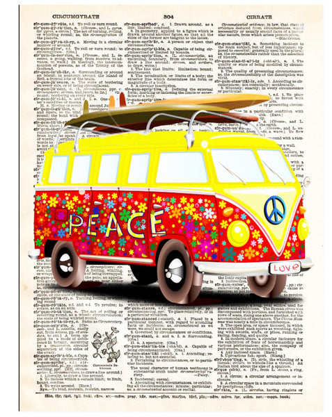 Artnwordz VW Van Kombi Dictionary Page Pop Art Wall Desk Art Print Poster