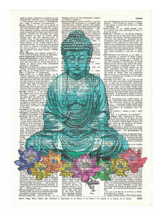 Artnwordz Buddha Flowers Dictionary Page Pop Art Wall Desk Art Print Poster