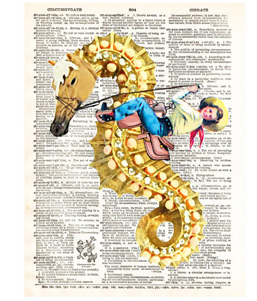 Artnwordz Seahorse Rodeo Cowgirl Dictionary Page Pop Art Wall Desk Art Print Poster