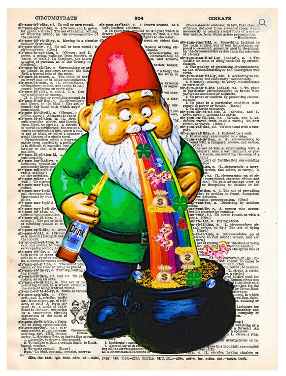 Artnwordz Taste The Rainbow Gnome Dictionary Page Pop Art Wall or Desk Art Print Poster
