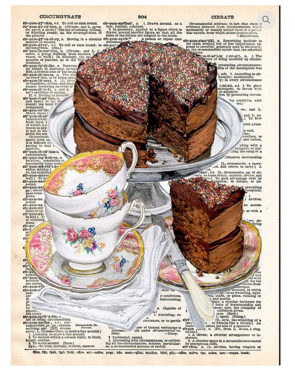 Artnwordz Chocolate Cake Dictionary Page Pop Art Wall or Desk Art Print Poster