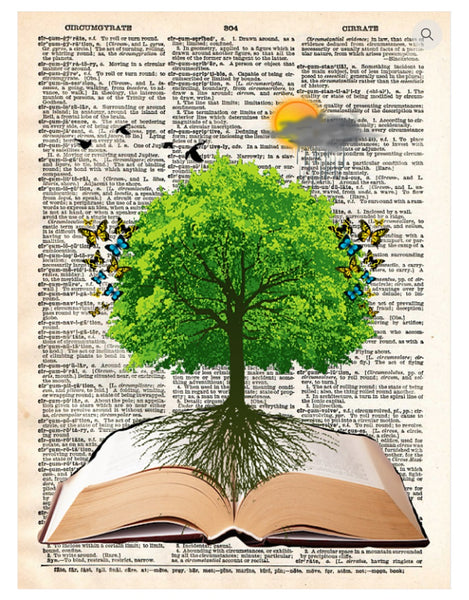 Artnwordz Nature's Story Dictionary Page Pop Art Wall or Desk Art Print Poster