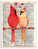 Artnwordz Lovebirds Cardinals Dictionary Page Pop Art Wall or Desk Art Print Poster