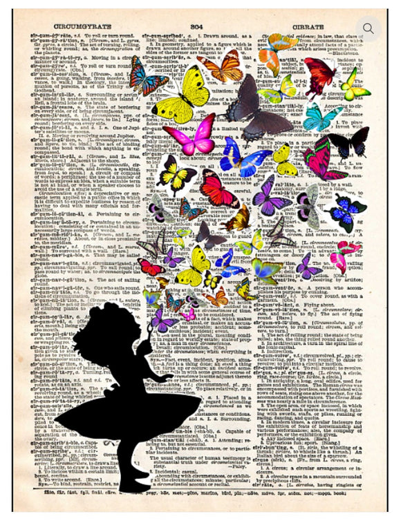 Artnwordz Butterflies Fly Dictionary Page Pop Art Wall or Desk Art Print Poster