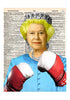 Artnwordz British Pound Queen Boxing Original Dictionary Page Pop Art Print Poster