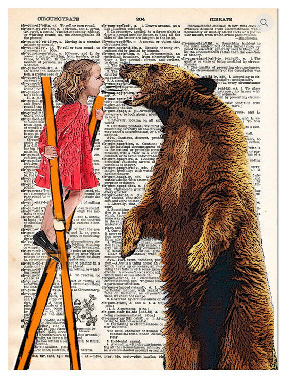 Artnwordz Bear with Me Little Girl Dictionary Page Pop Art Wall or Desk Art Print Poster
