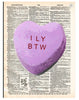 Artnwordz ILY BTW Love You Heart Dictionary Page Art