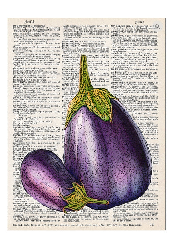 Artnwordz Eggplant Dictionary Page Pop Art Wall or Desk Art Print Poster