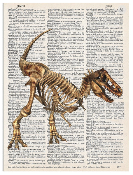 Artnwordz T-Rex Bones Dinosaur Dictionary Page Pop Art Wall or Desk Art Print Poster