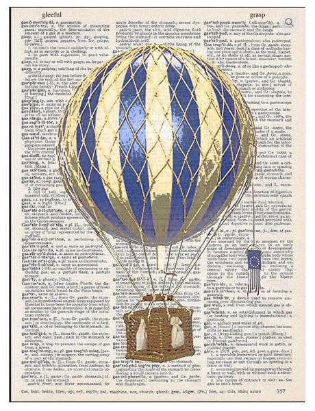 Artnwordz Blue Balloon Dictionary Page Pop Art Wall or Desk Art Print Poster