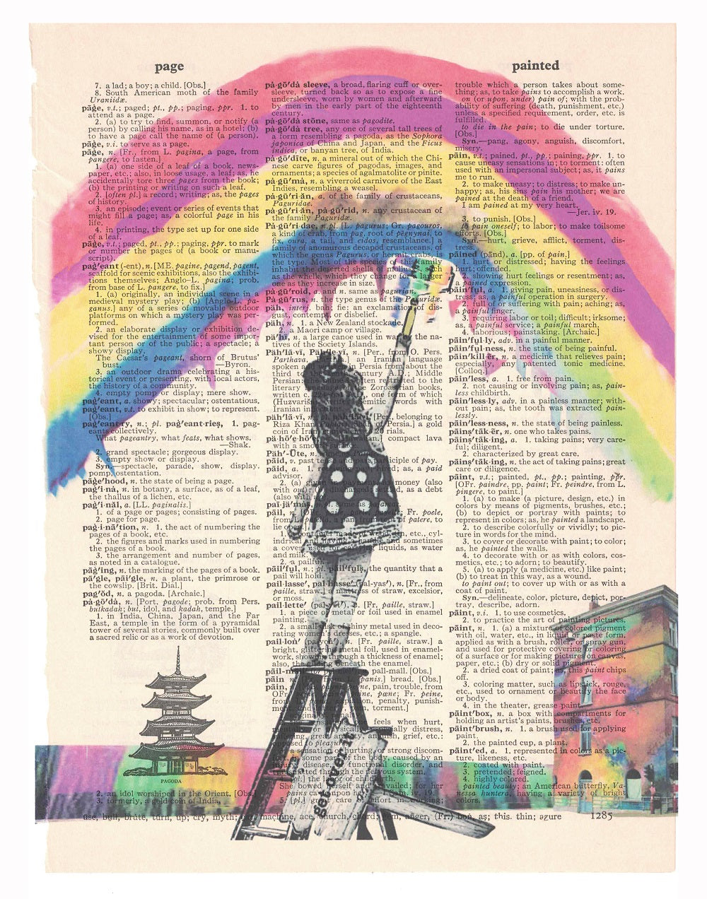 Artnwordz Get Over It Girl Painting Rainbows Original Dictionary ...