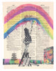 Artnwordz Get Over It Girl Painting Rainbows Original Dictionary Page Pop Art Print Poster