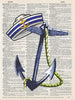Artnwordz Sail Away Anchor Dictionary Page Wall Art Print